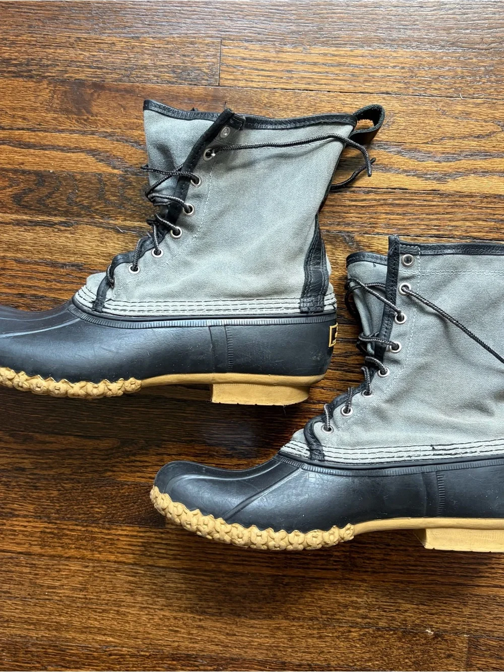 Men's L.L. Bean Maine Hunting Duck Boots Gray and Black Lace-Up